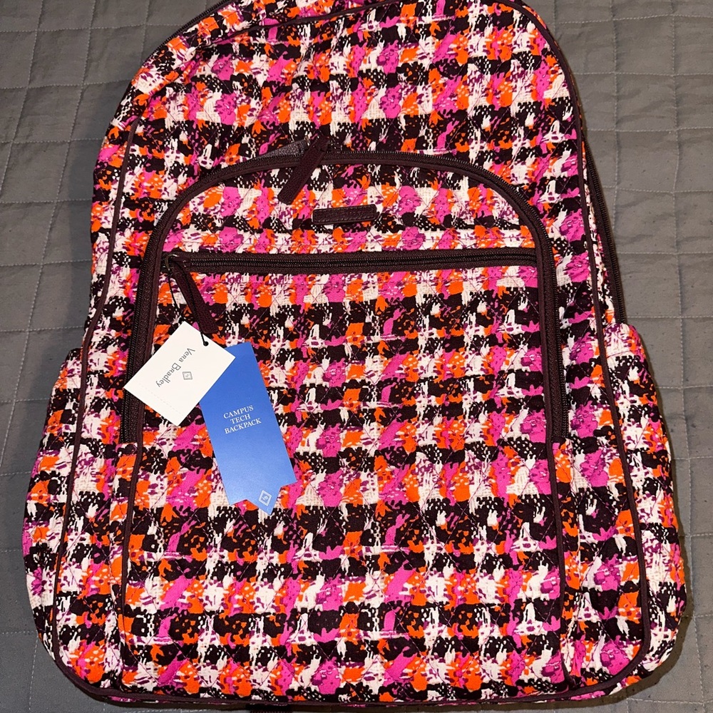 NWT Vera Bradley Campus Backpack in Recycled Cotton- Houndstooth Tweed pattern.
